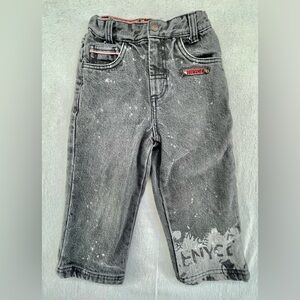 ENYCE Boys 3T Toddler Black Gray Acid Wash Denim Skater Kid Style Jeans